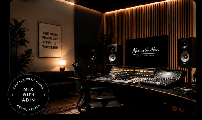 Mix with Abin studio — mixing console and monitors